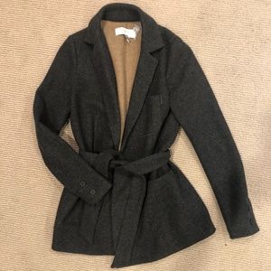 Joie Gray Wool Blend Belted Blazer Jacket, sz XS